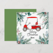 Golf kerstkaart met golfkar voor golfer (Voorkant / Achterkant)