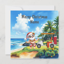 Golf-kerstkaart met Golfkart en golfer voor clubs