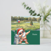 Golf Kerstkaart met Kerstman uit Texas (Staand voorkant)