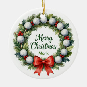 Golf Kerstkrans Keramisch Ornament