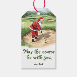 Golf Kerstman golfen Mijn baan is bij jou Cadeaulabel
