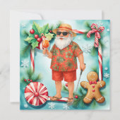 Golf Kerstman Golfen Zomertijd Feestdagenkaart (Voorkant)