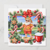 Golf Kerstman Golfen Zomertijd Feestdagenkaart (Voorkant)