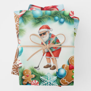 Golf Kerstman Golfen Zomertijd Inpakpapier Vel