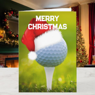 Golf & Kerstman op maat gemaakte kerstkaarten Kaart