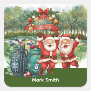 Golf Kerstman Vrolijk Kerstfeest Vierkante Sticker
