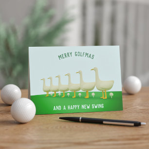 Golf Kerstmis 6 Ganzen Legen Golfballen Golfmas Feestdagen Kaart