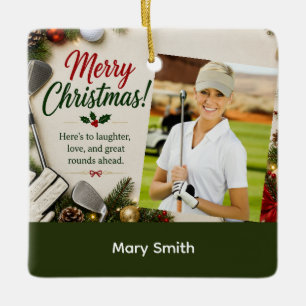Golf Kerstmis Maak je eigen fotogolfer Keramisch Ornament