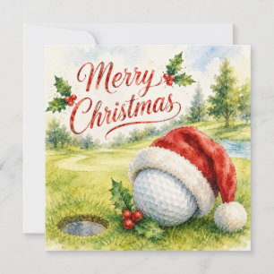Golf Kerstmis met golfbal met Kerstversiering Kaart