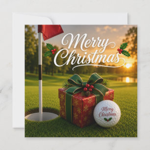 Golf Kerstmis met golfbal op groen gras Kaart
