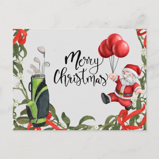 Golf Kerstmis met het runnen van Santa Claus golfi Briefkaart (Voorkant)