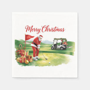 Golf Kerstmis met Kerstman die golf speelt Servet