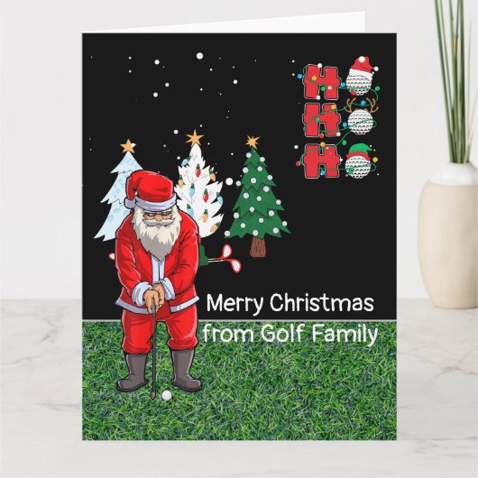 Golf Kerstmis met Santa Claus golfing Kaart (Voorkant)