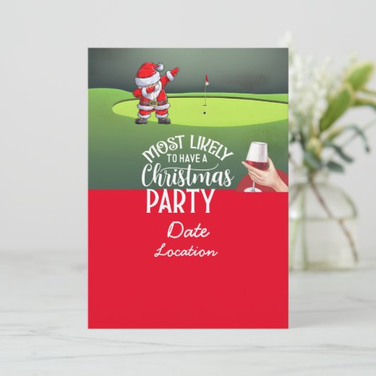 Golf Kerstmis met Sinterklaas feest opslaan datum Kaart (Staand voorkant)