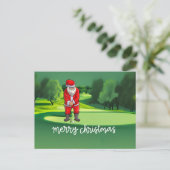Golf Kerstmis met Sinterklaas op golfbaan Feestdagenkaart (Staand voorkant)