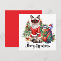 Golf Kerstmis thema met Siamese Cat Golfer
