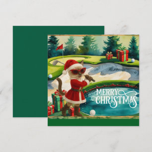 Golf Kerstmis thema met Siamese Cat Golfer Feestdagenkaart
