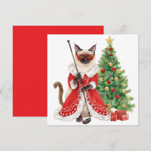 Golf Kerstmis thema met Siamese Cat Golfer Feestdagenkaart