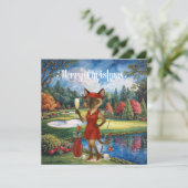 Golf Kerstmis thema met Siamese Cat Golfer Feestdagenkaart (Staand voorkant)