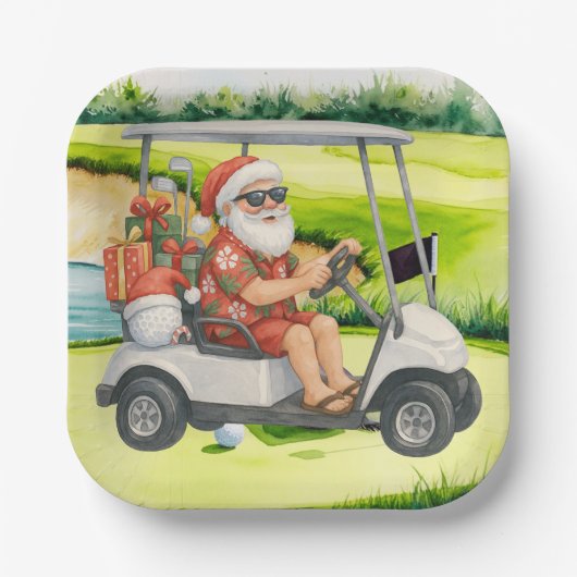 Golf Kerstmis thema met Sinterklaas Papieren Bordje (Voorkant)
