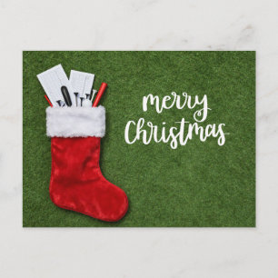 Golf Kerstmis thema op green voor golfer Briefkaart