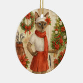 Golf Kerstmis thema voor Cat Golfer Keramisch Ornament (Rechts)