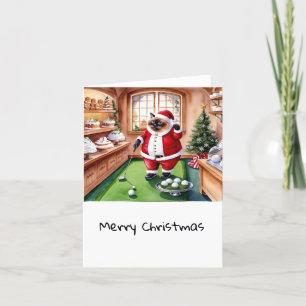 Golf Kerstmis thema voor Cat Lover Golfer Feestdagen Kaart