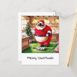 Golf Kerstmis thema voor Cat Lover Golfer Feestdagenkaart