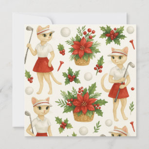 Golf Kerstmis thema voor Cat Woman Golfer Feestdagenkaart