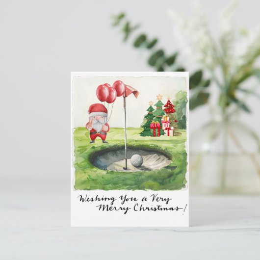 Golf Kerstmis thema voor golfer op cursus Feestdagenkaart (Staand voorkant)