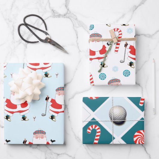 Golf-kerstpapier Inpakpapier Vel (Voorkant)