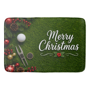 Golf Kerstthema op groen gras Badmat