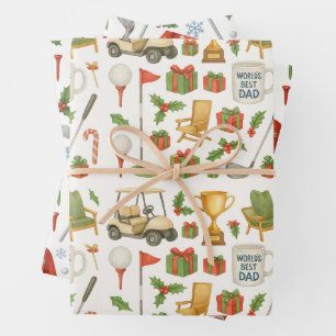 Golf Kerstthema voor Golf Vader Inpakpapier Vel
