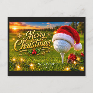 Golf Kerstvakantie met golfbal voor golfer Briefkaart