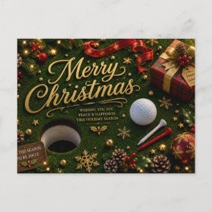 Golf Kerstvakantie met golfbal voor golfer Briefkaart