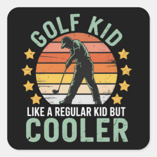 Golf Kids Grappige Jonge Golfer & Golf Liefhebber Vierkante Sticker