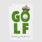 Golf King Crown Monogram Golfhanddoek (Voorkant)