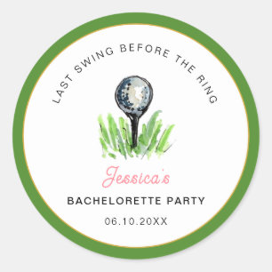 Golf "Laatste swing voor de ring" vrijgezellenfees Ronde Sticker