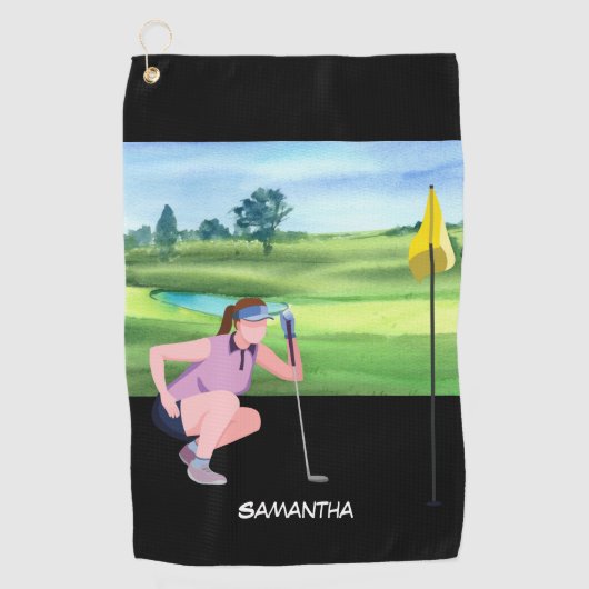 Golf Lady Golf-vrouw golft Golf Towel Golfhanddoek (Voorkant)