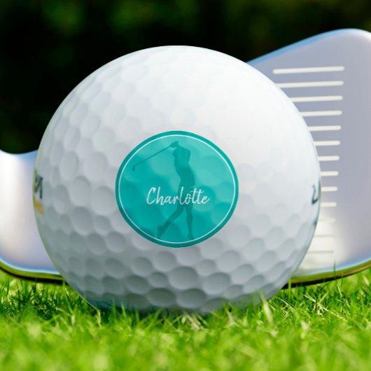 Golf Lady Golfer Player Chic Sports Monogram Blauw Golfballen