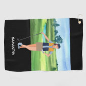 Golf Lady is golfspeler Golfhanddoek (Horizontaal)