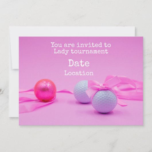 Golf Lady Tournament met golfbal roze lint Kaart (Voorkant)