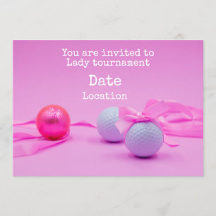 Golf Lady Tournament met golfbal roze lint Kaart