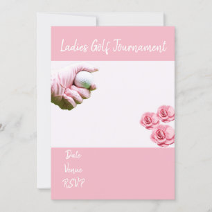 Golf Lady Tournament met roze handschoen en rozen Kaart