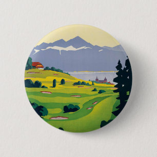  Golf Lausanne City-meer Zwitserland Ronde Button 5,7 Cm