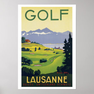 Golf Lausanne Zwitserland ~ Vintage Travel Poster