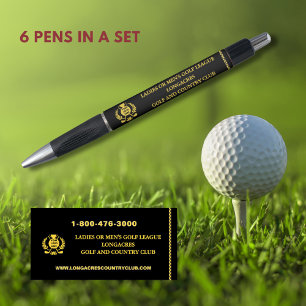 Golf League Logo Website Telefoon Zwart Goud Pen