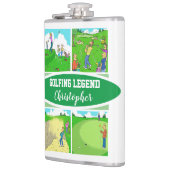 Golf Legend met 4 Funny Cartoons Golf Heupfles (Links)