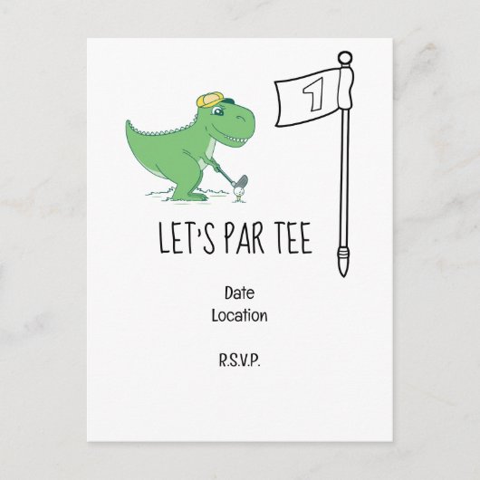 Golf Let’s Par t-shirt 1e Verjaardag Dinosaur golf Briefkaart (Voorkant)