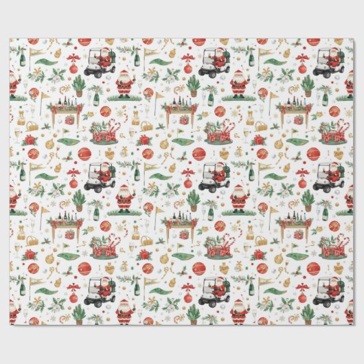 Golf “Let’s Par-Tee” Christmas Party Pattern Cadeaupapier (Vlak)